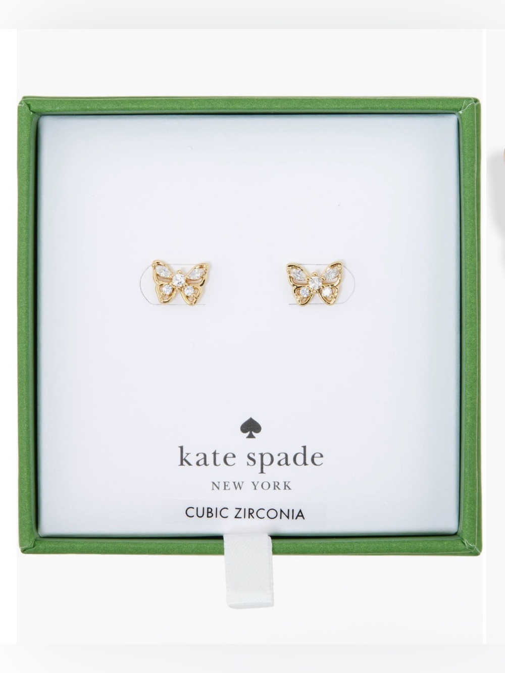 Kate Spade Butterfly Stud Earrings- Gold/Clear